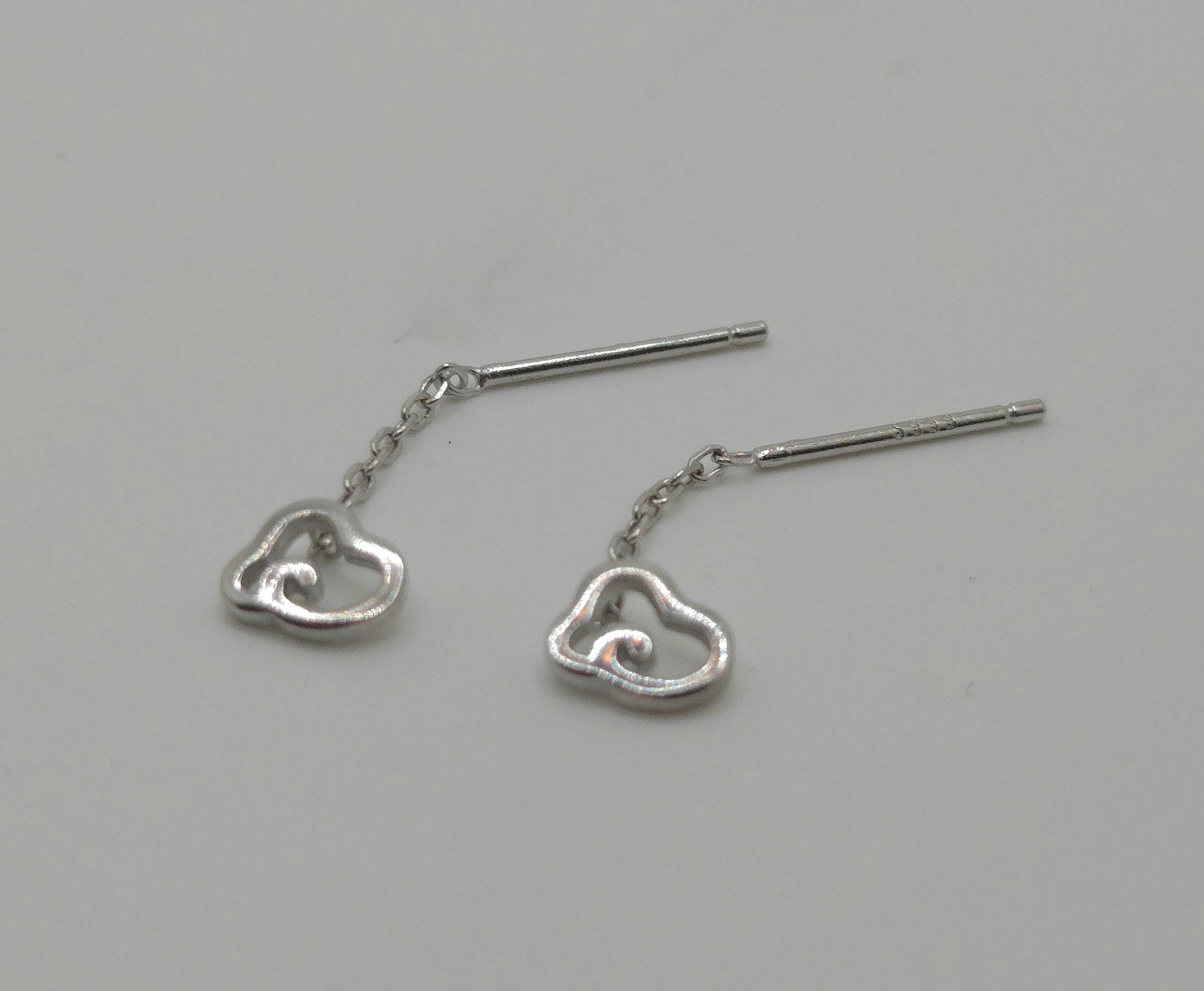 Silver Lined Cloud Threader Earrings