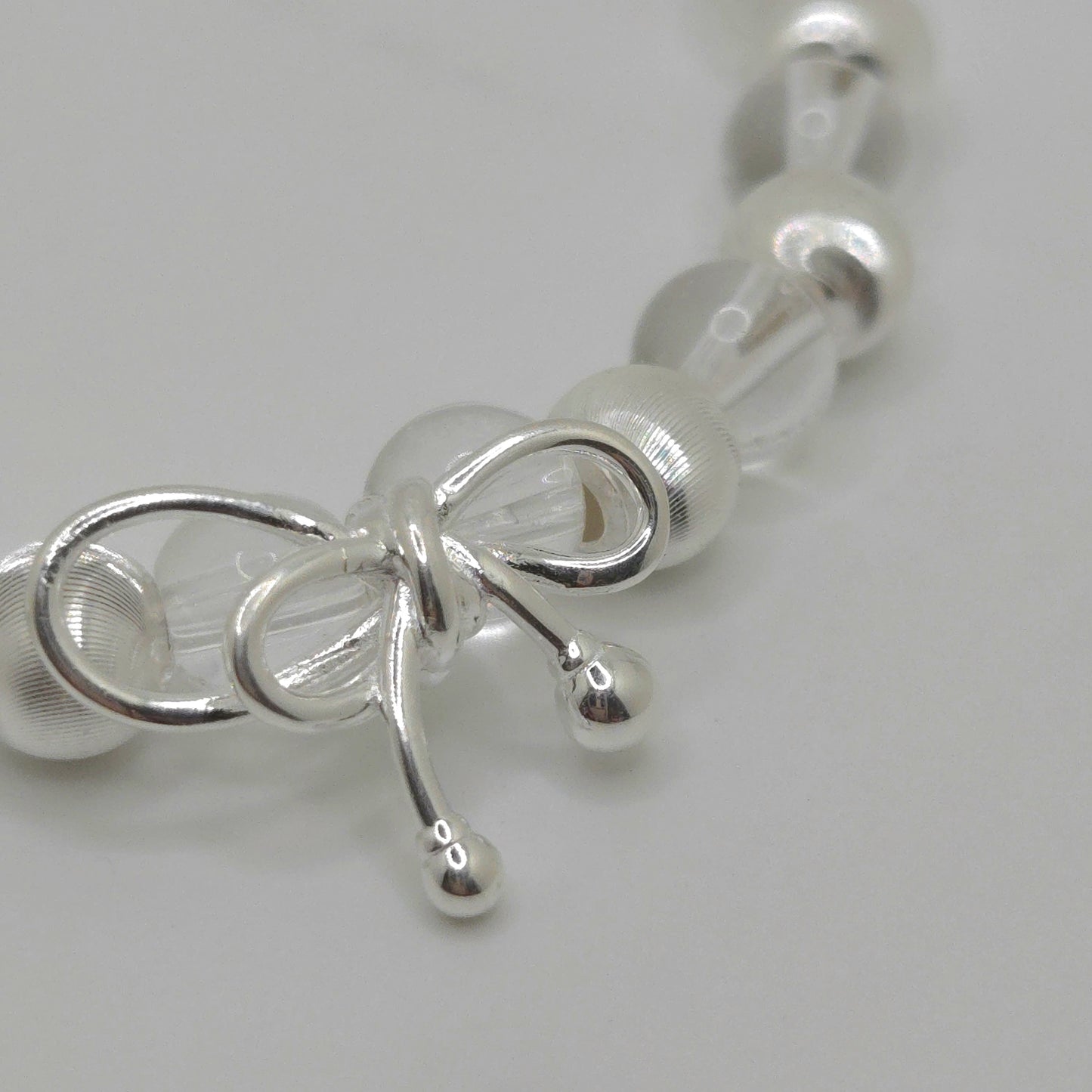 Cat's Eye and Crystal Bead and Bow Bracelet