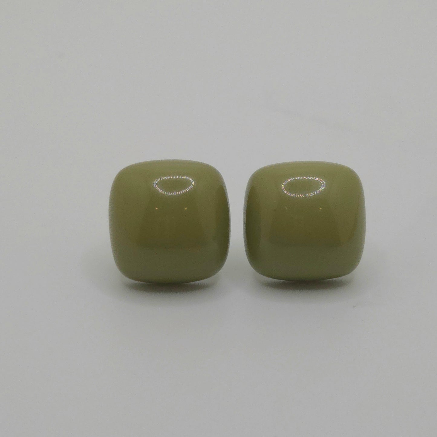 Green Geo Square Stud Earrings