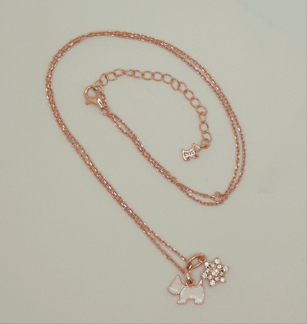 White Scottie and Snowflake Charm Necklace