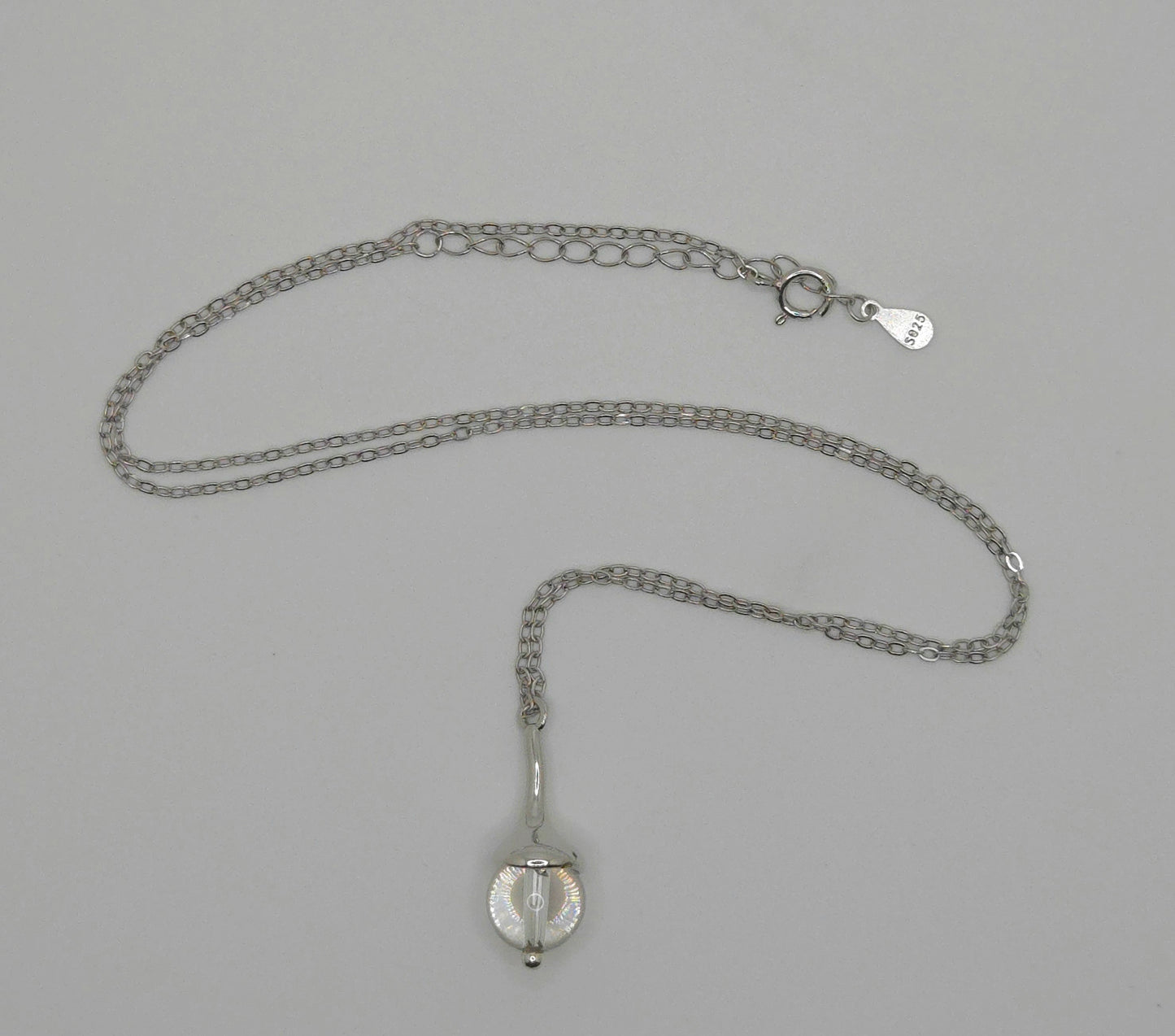Clear Crystal Bulb Pendant Necklace