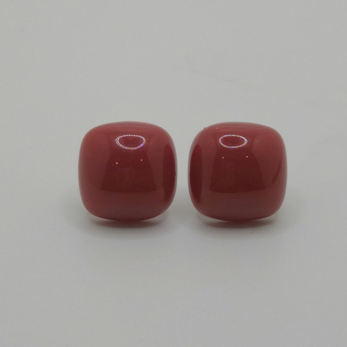 Red Geo Square Stud Earrings
