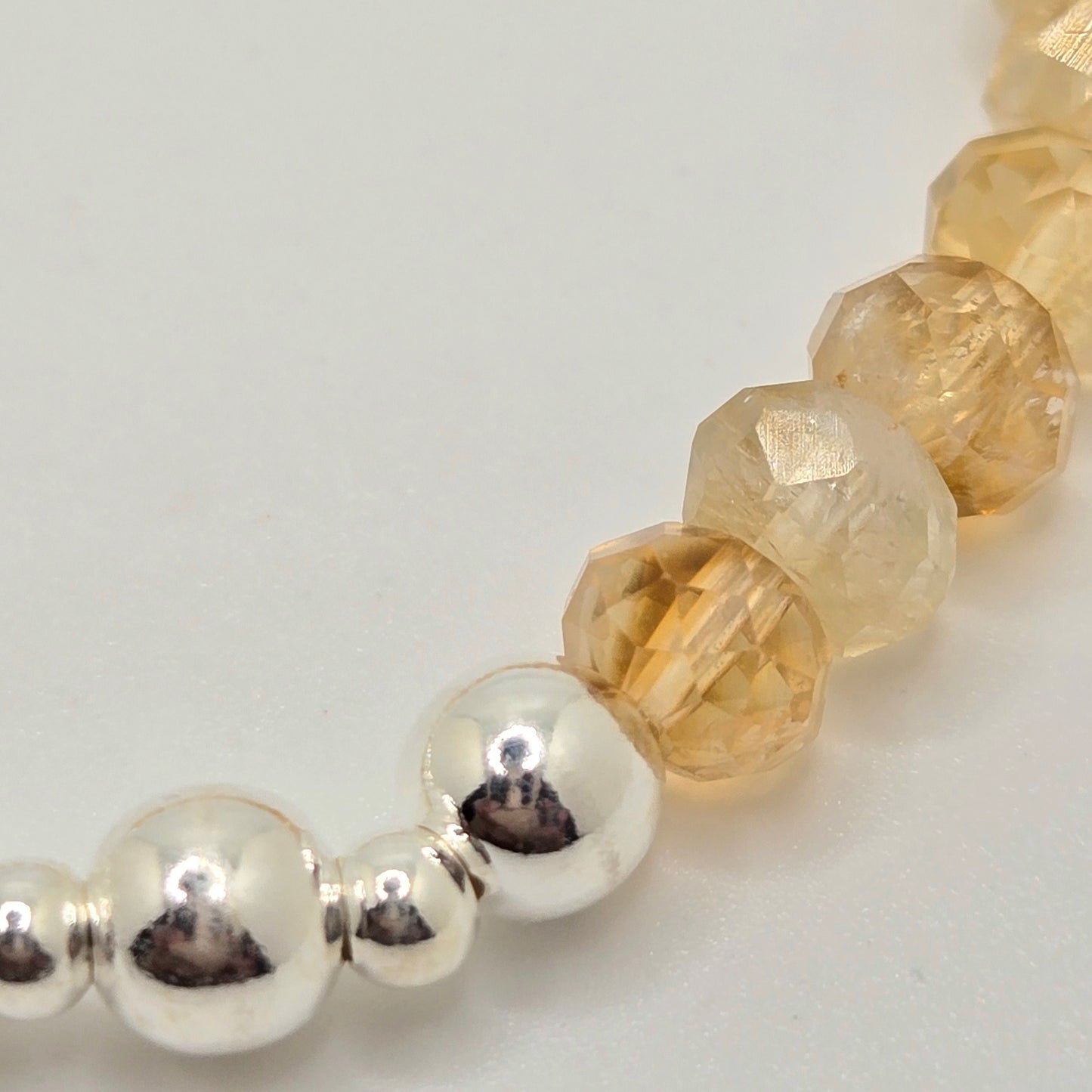Citrine and Silver Beaded Bracelet