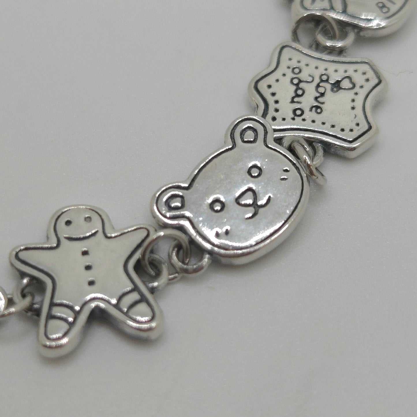 Cartoon Bear and Gingerbread Man Charm Bracelet