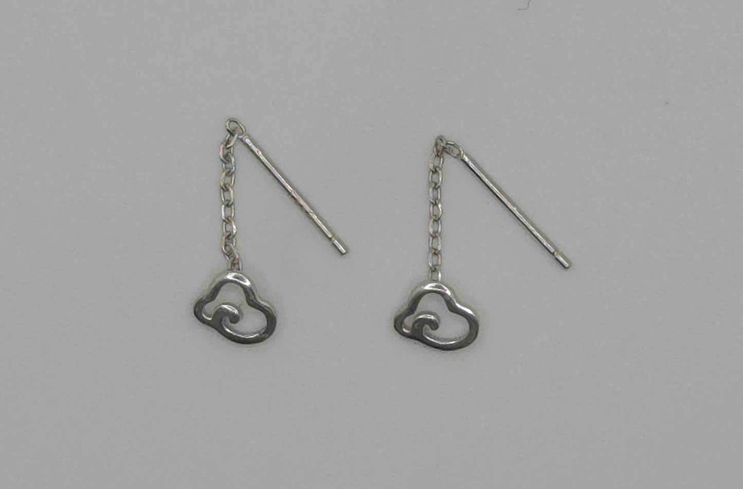Silver Lined Cloud Threader Earrings