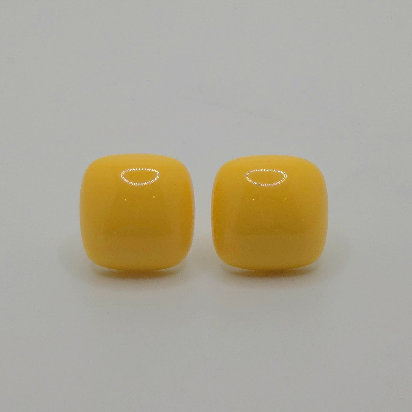 Yellow Geo Square Stud Earrings