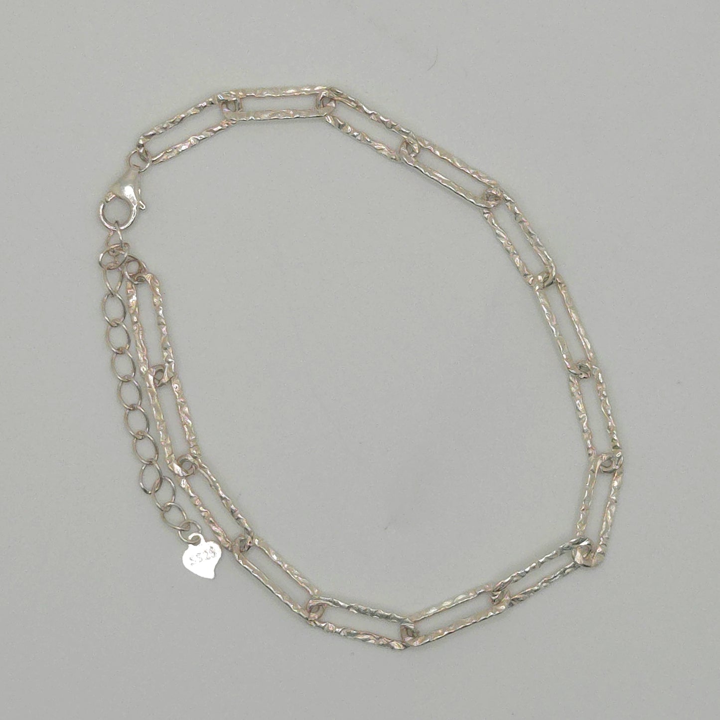 Hammered Silver Link Bracelet