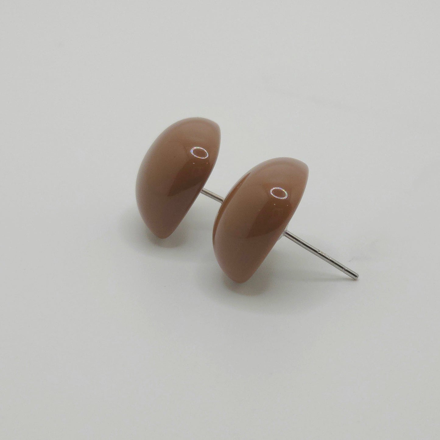 Brown Geo Square Stud Earrings