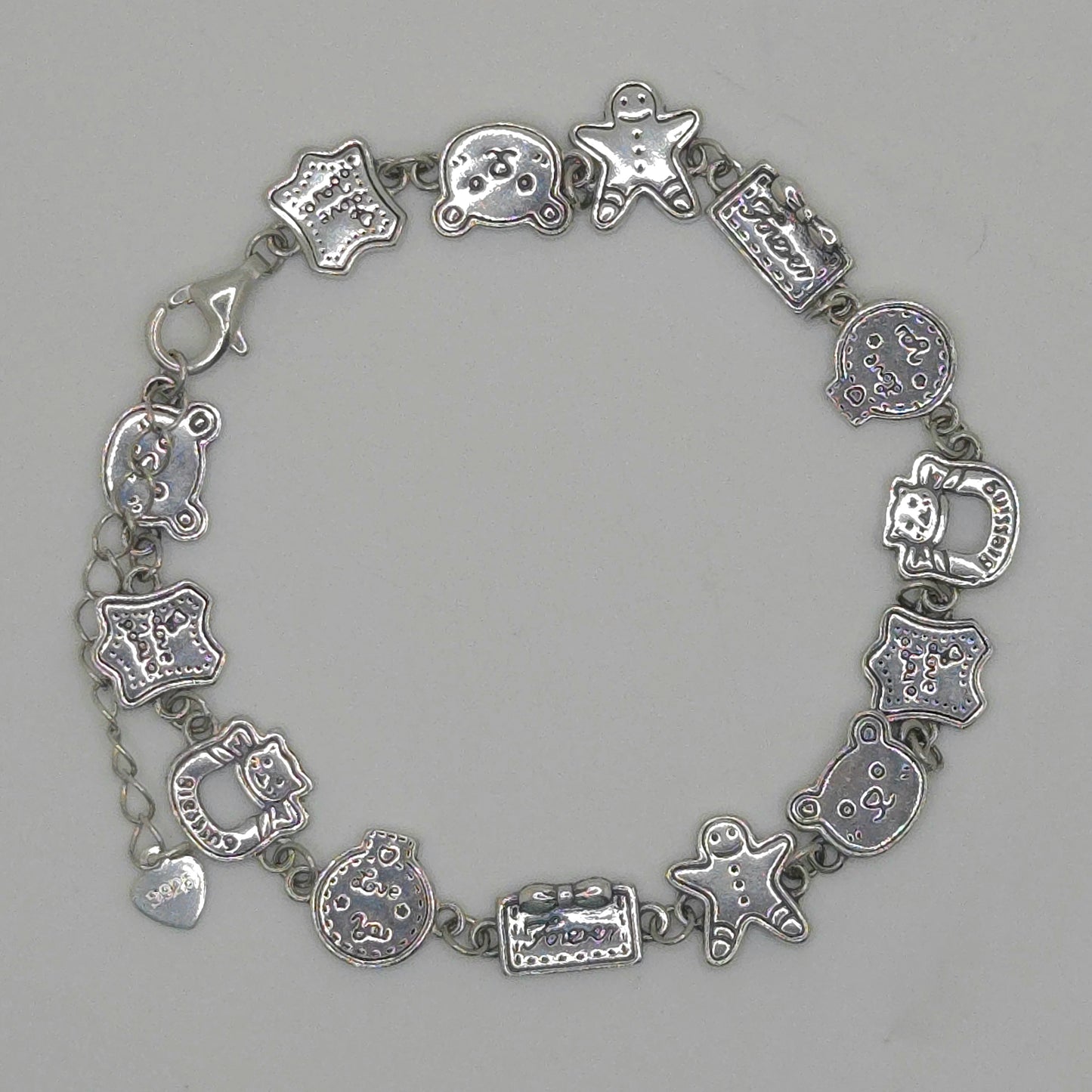 Cartoon Bear and Gingerbread Man Charm Bracelet