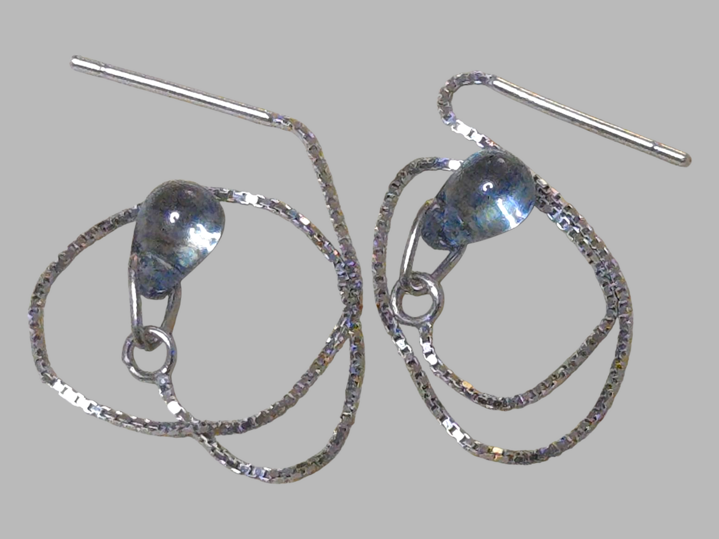 Blue Water Drop Threader Earrings