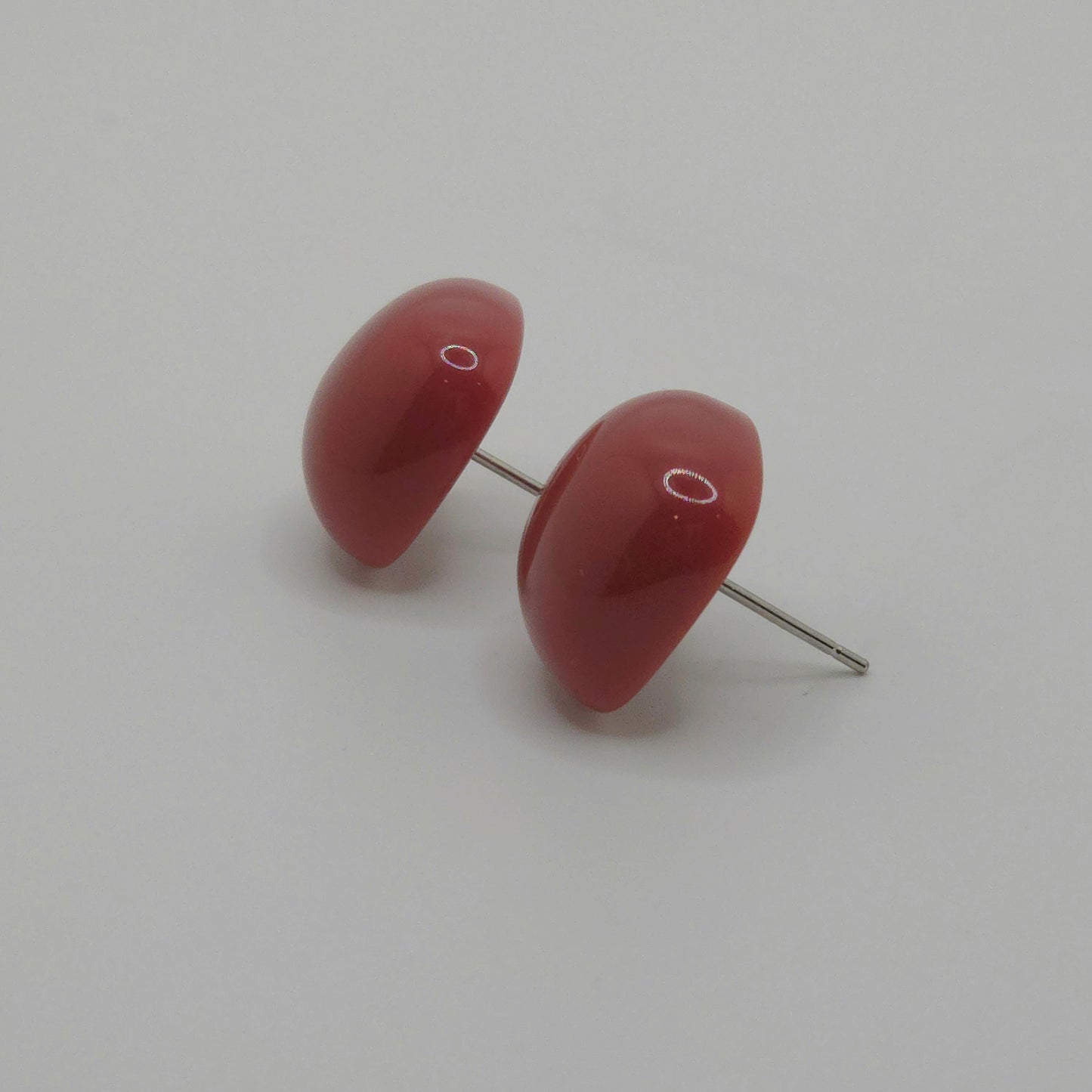 Red Geo Square Stud Earrings