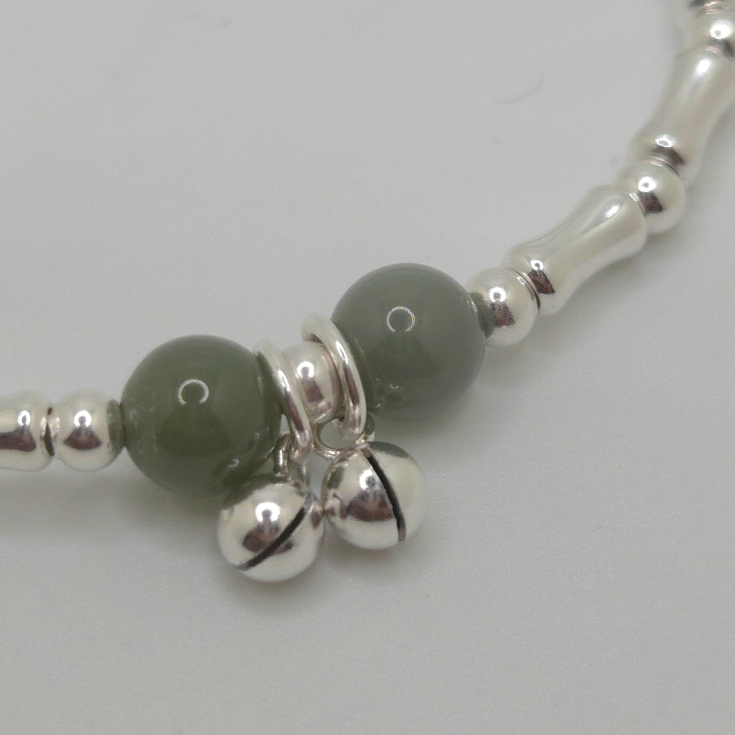 Bamboo Bead and Green Hetian Jade Bracelet