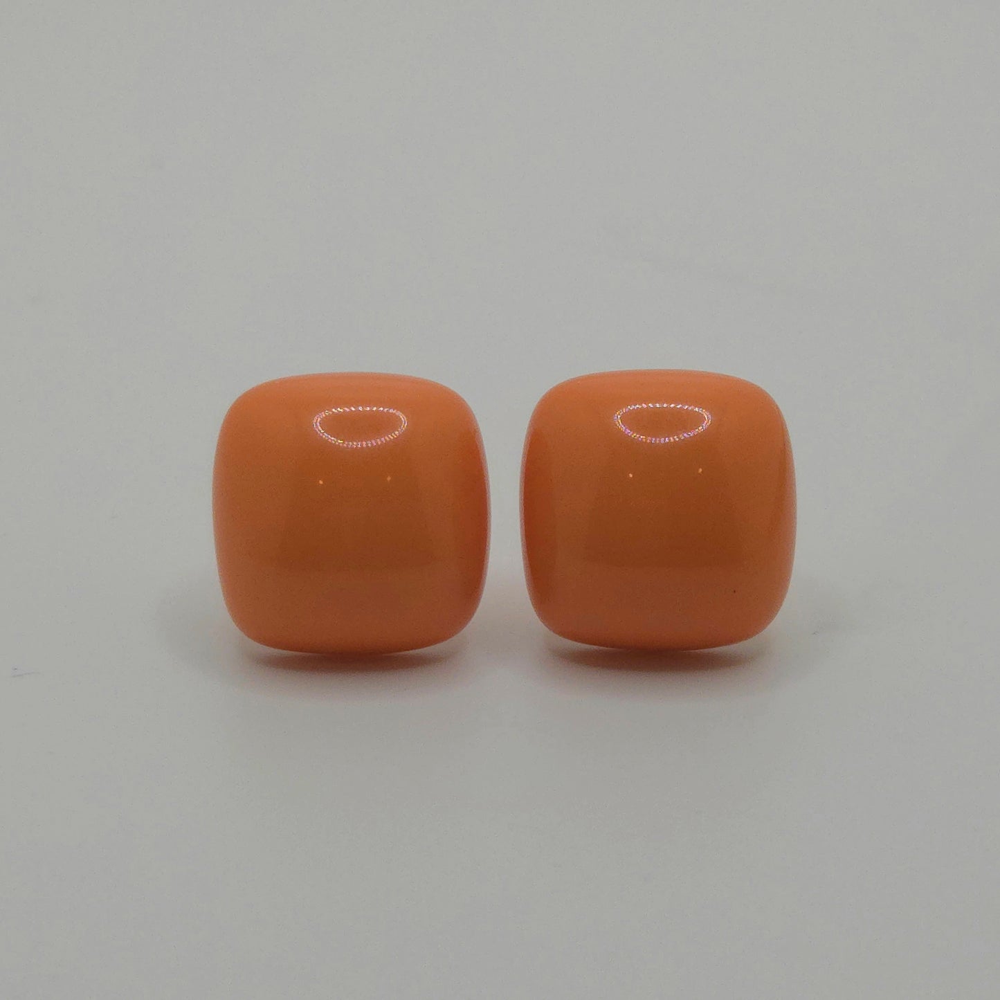 Orange Geo Square Stud Earrings