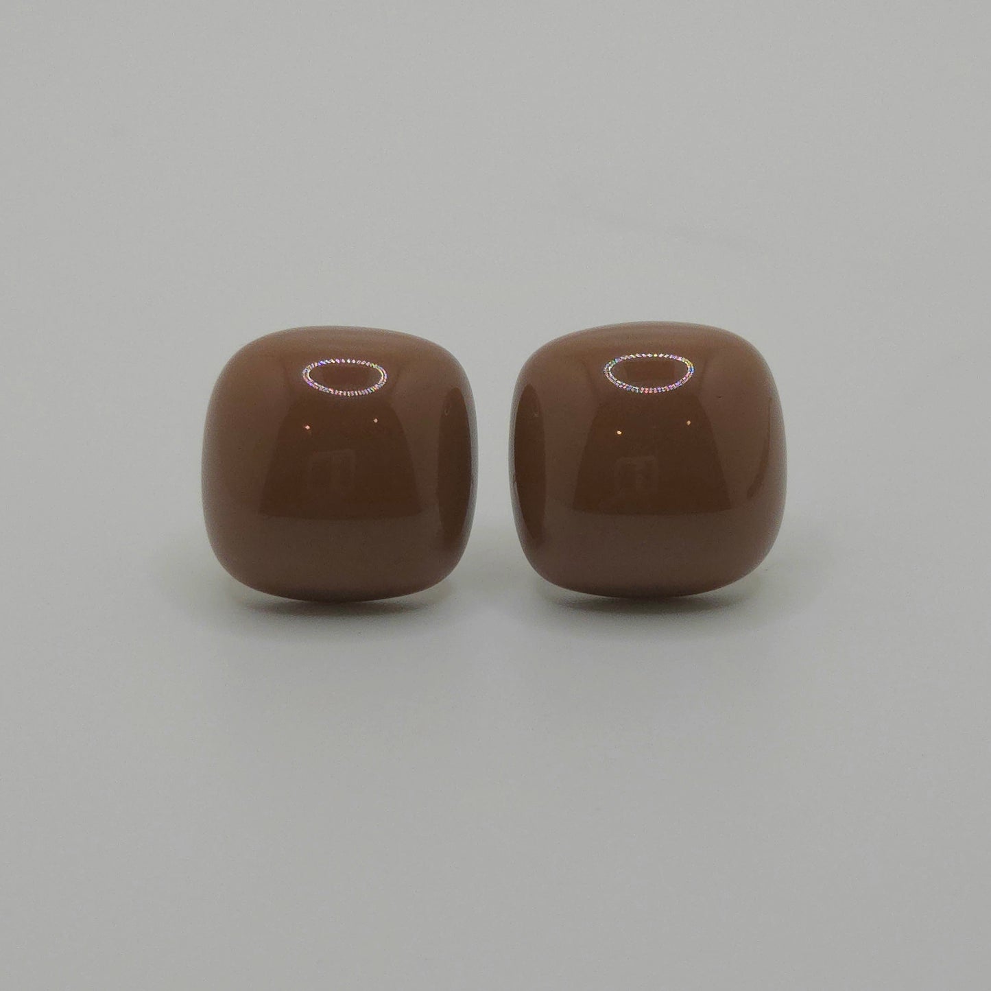Brown Geo Square Stud Earrings