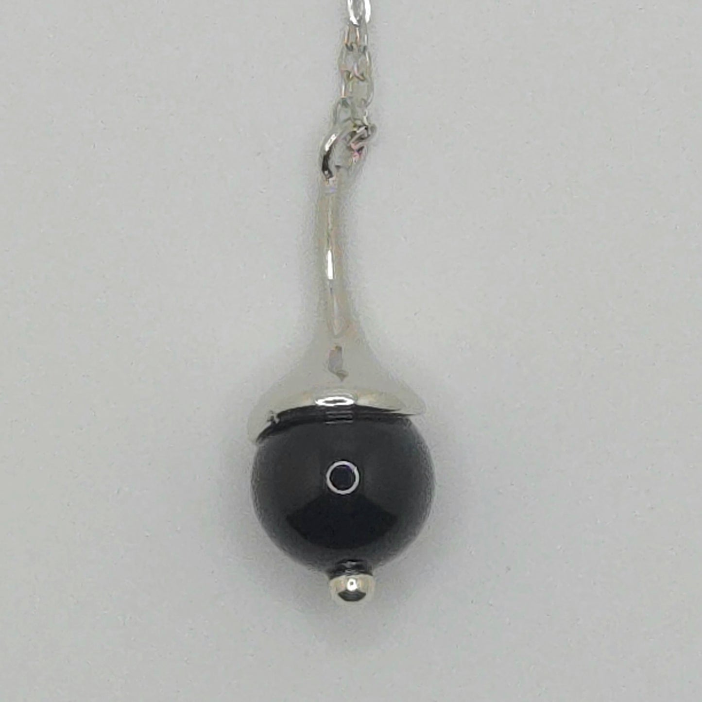 Black Agate Stone Bulb Pendant Necklace